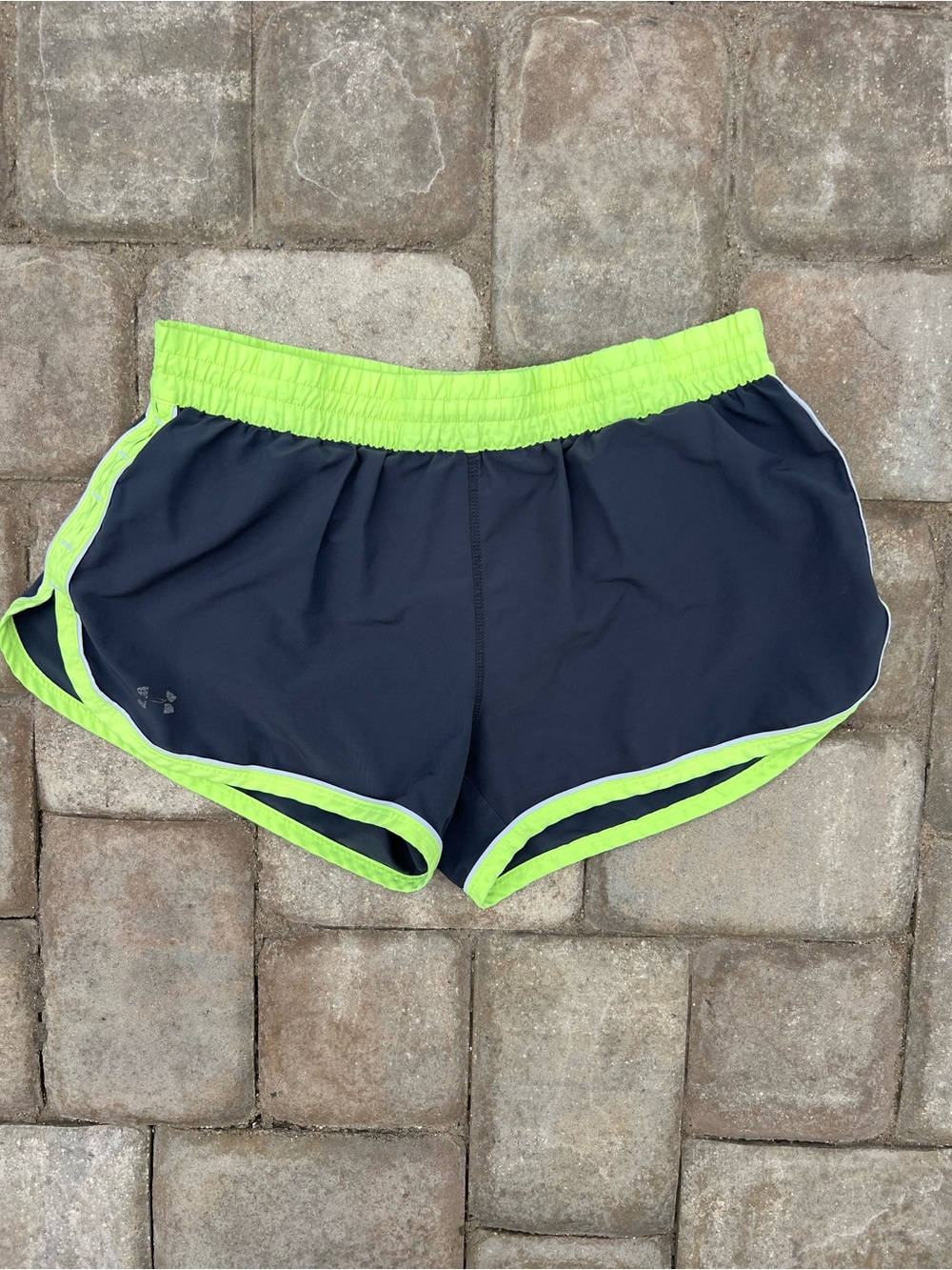 Under Armour Women's Black Shorts with Neon Green Trim